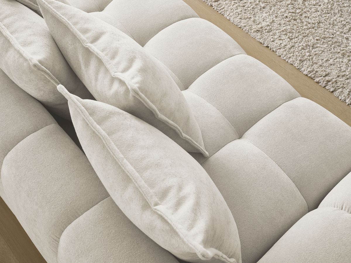 Bobochic Everest Schlafsofa 3-Sitzer mit Bettkasten, 5 Kissen Strukturstoff Beige