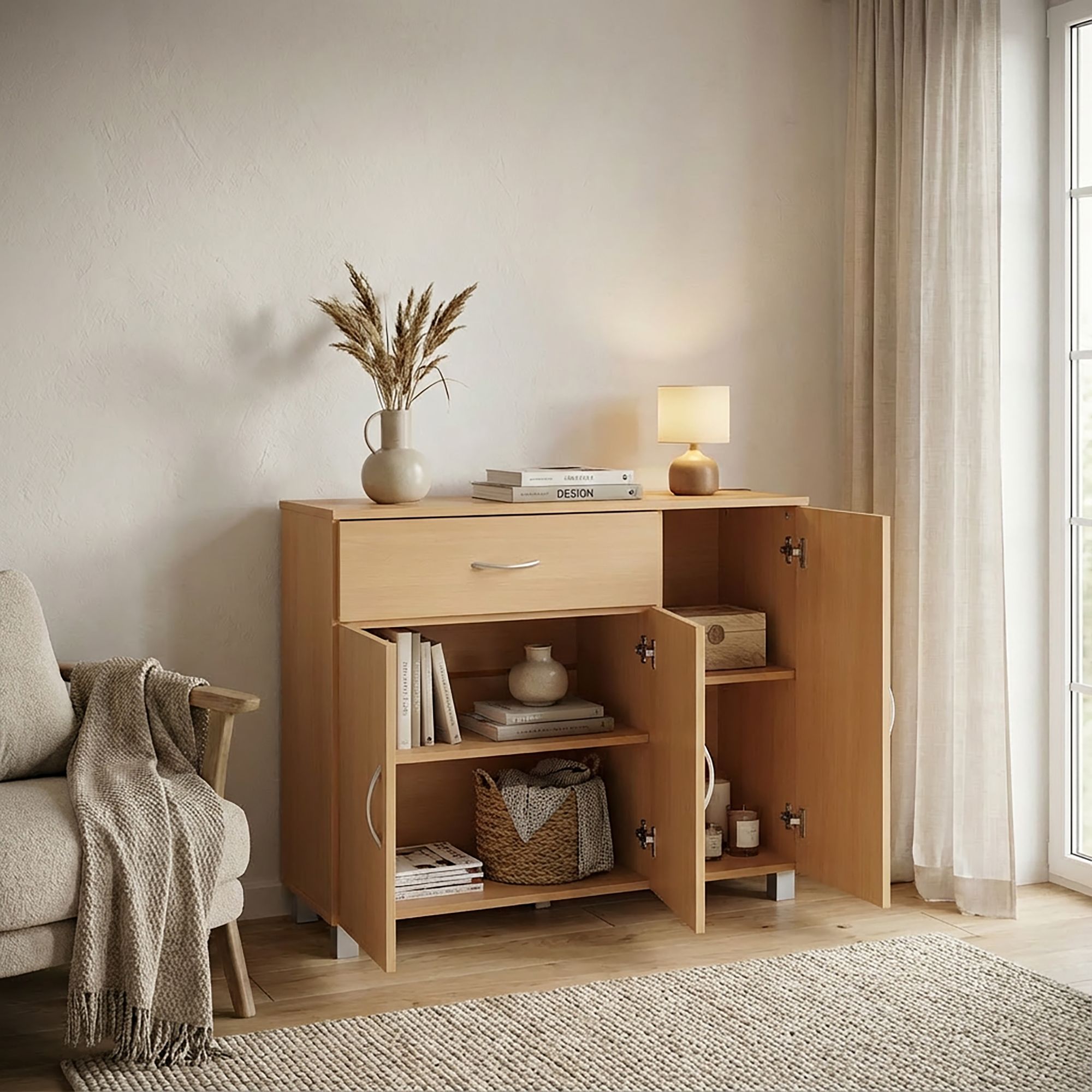 Sideboard Norheimsund Buche 90 × 30 × 75 cm