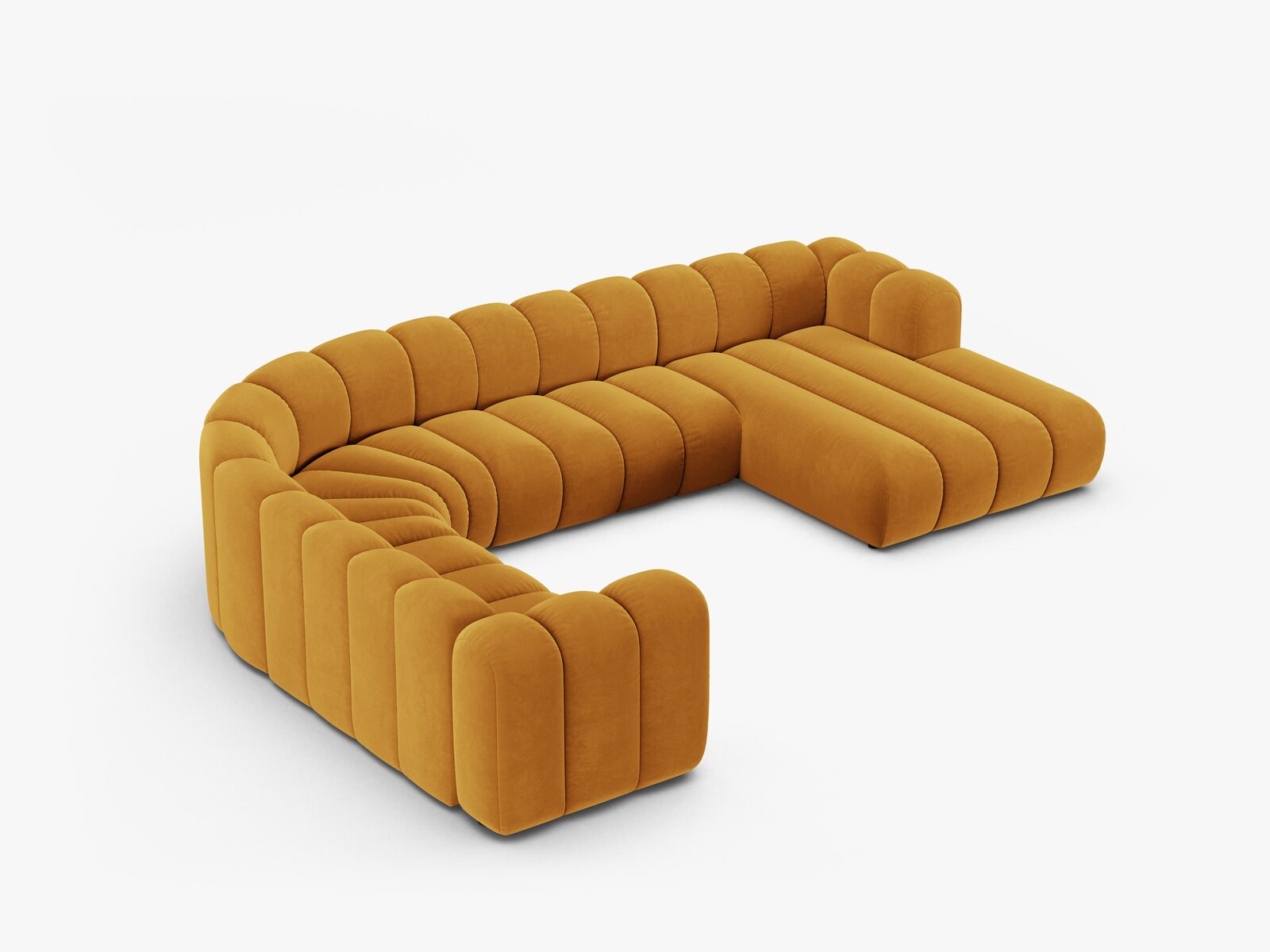 Micadoni Modulares Panorama Ecksofa Lupine 6-Sitzer Samt Venus Gelb Links