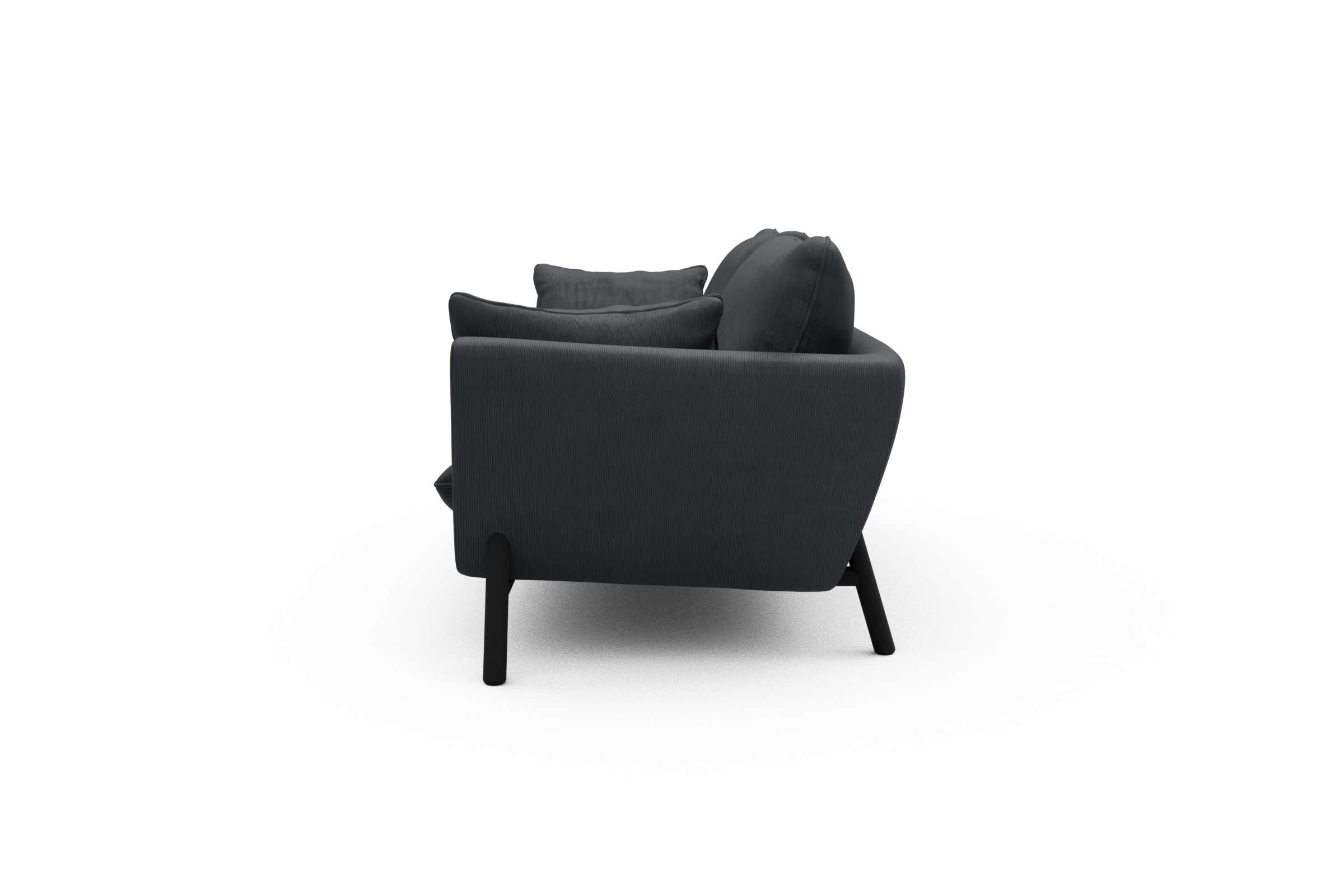 Sofa Emil 3-Sitzer Beinfarbe Eiche Schwarz Cordufine-Slate-Grey