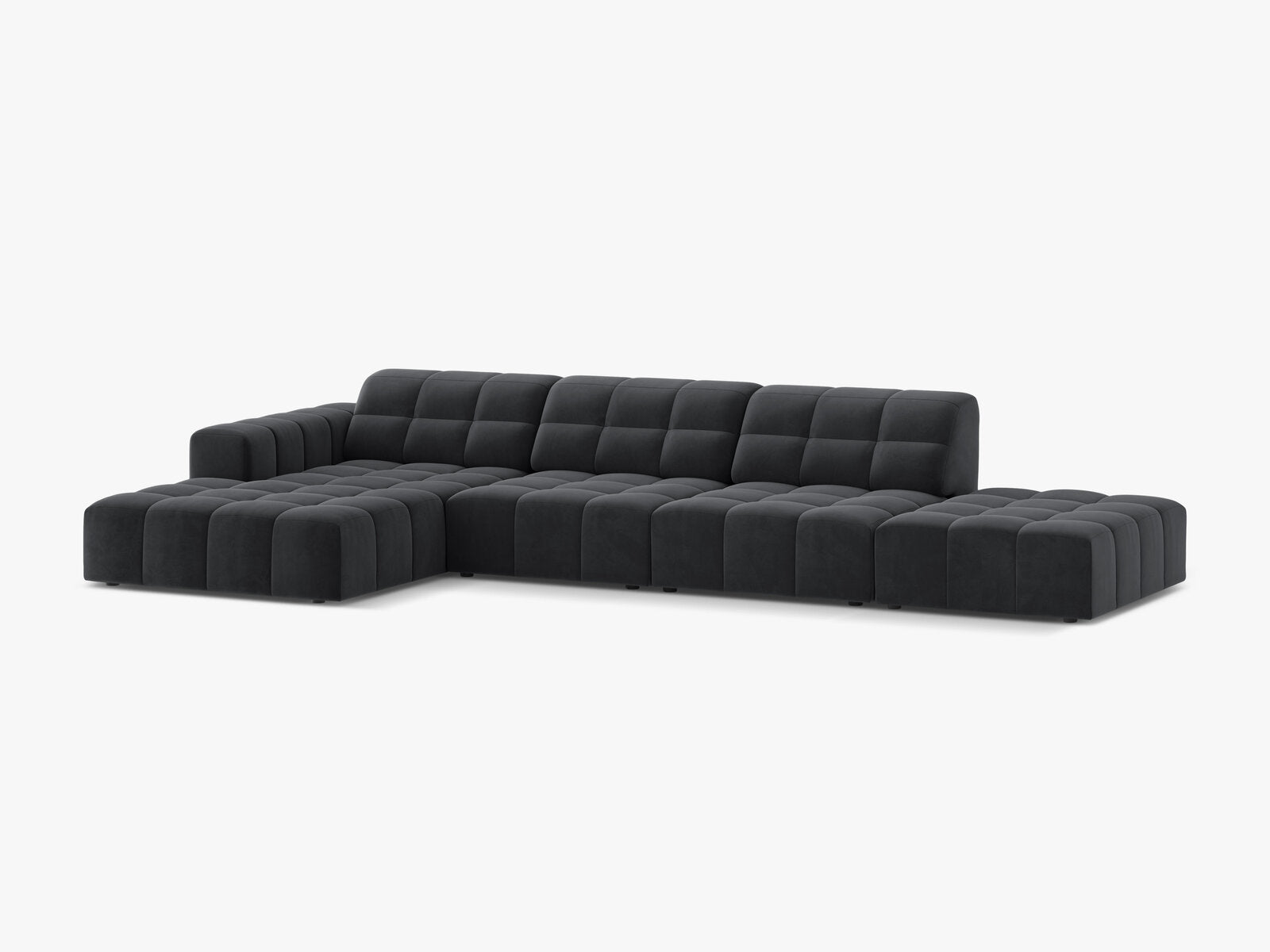 Micadoni Ecksofa Jennifer 5-Sitzer Links Samt Bluvel Grau