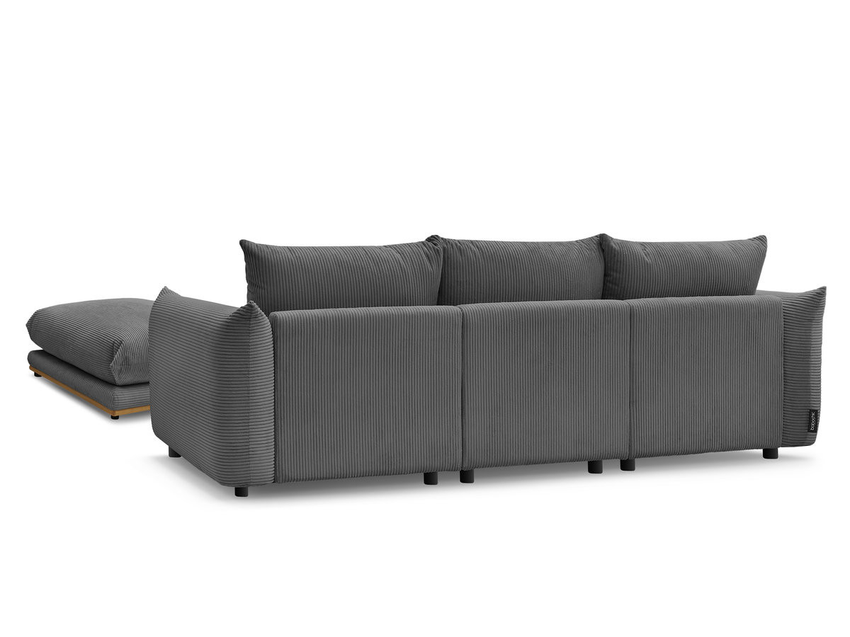 Bobochic Ernest Sofa 3-Sitzer mit Pouf 266 × 106 cm Cordsamt Dunkelgrau