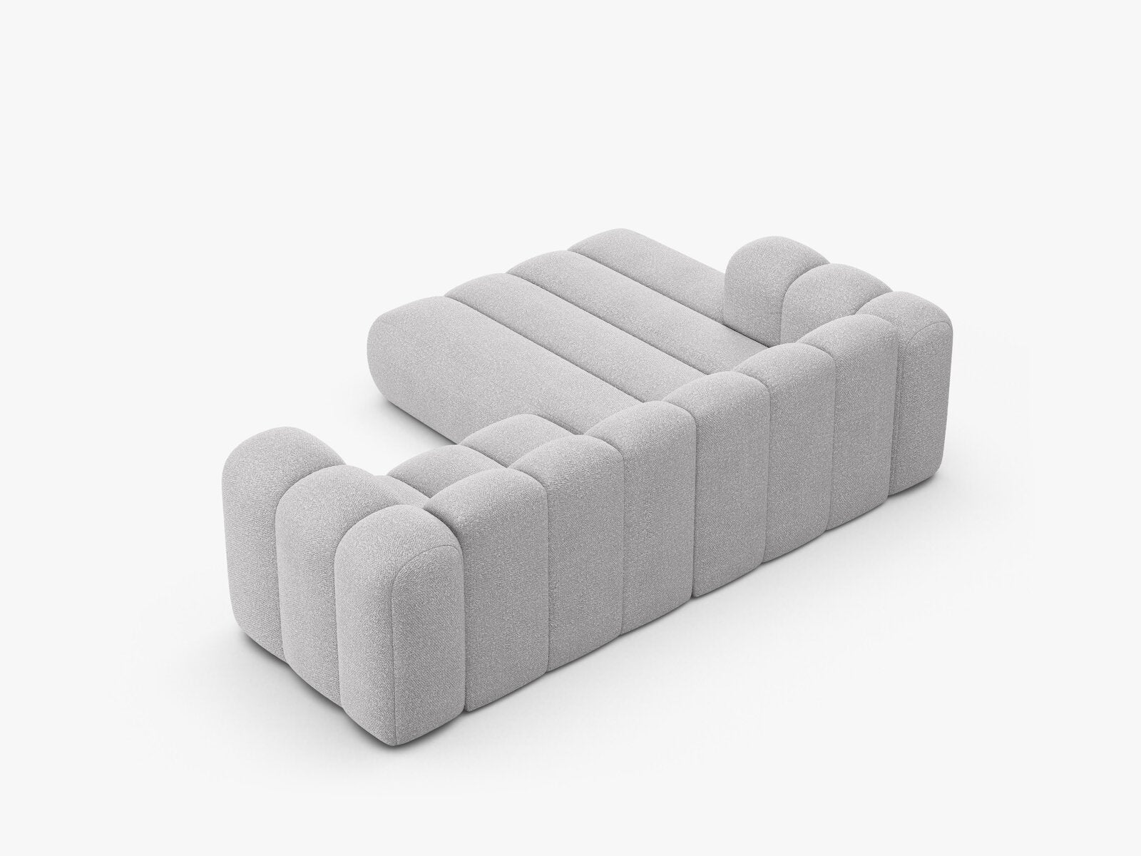 Micadoni Modulares Ecksofa Lupine 3-Sitzer Links Boucle Baloo Hellgrau
