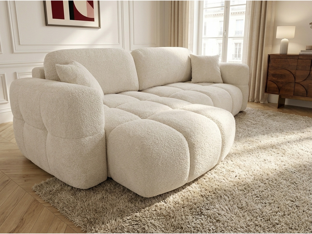 Bobochic Madison Ecksofa mit Schlaffunktion und Bettkasten Stoff Beige