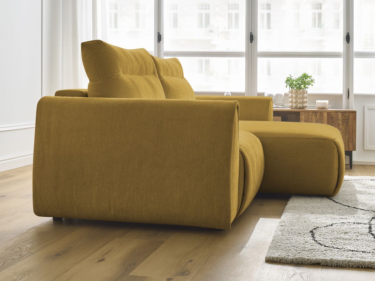 Bobochic Aden Ecksofa 246 × 152 cm Stoff Gelb Ecke rechts
