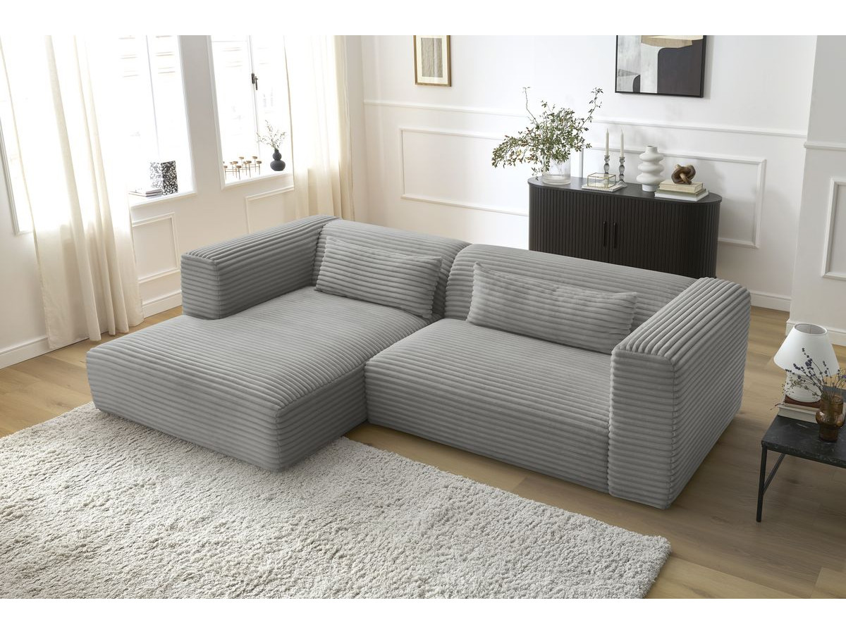 Bobochic Harry Ecksofa Breitcord weich Dunkelgrau Ecke links