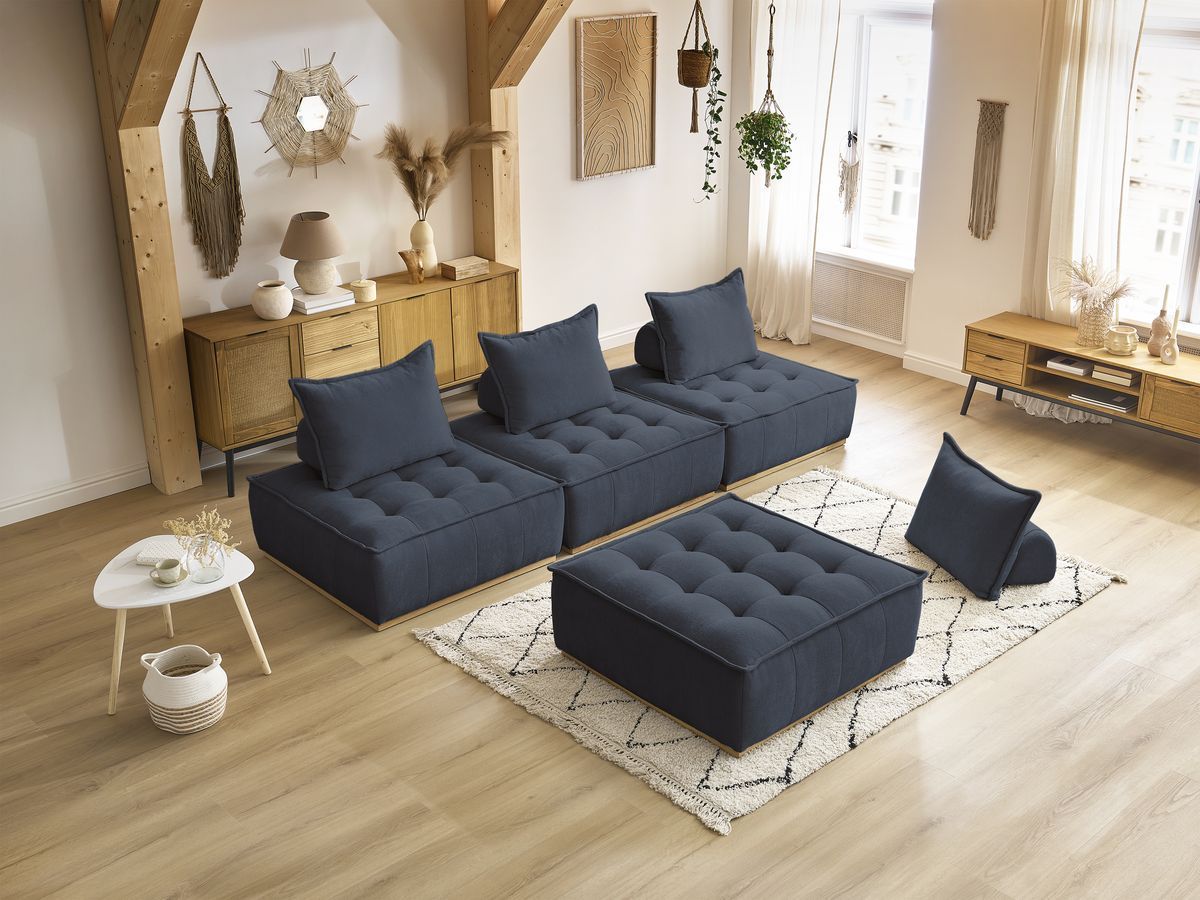 Bobochic Elisa Sofa 4-Sitzer Strukturstoff Dunkelblau