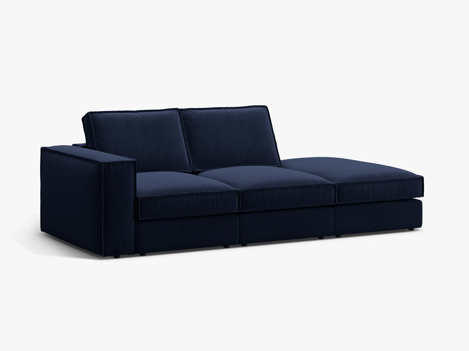 Micadoni modulares offenes Sofa Pola 3-Sitzer Rechts Samt Salvador Königsblau