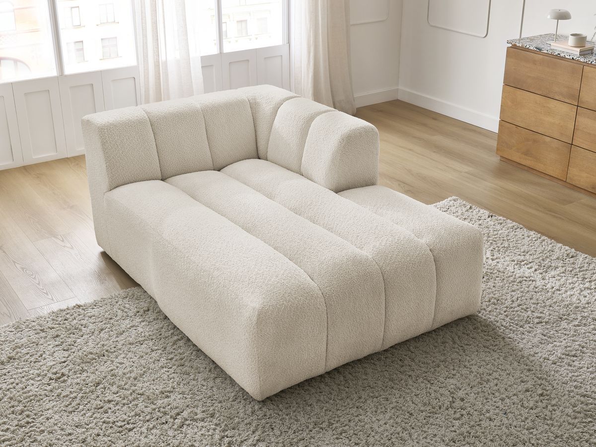 Bobochic Annecy Méridienne-Modul Bouclé-Stoff Beige Ecke rechts