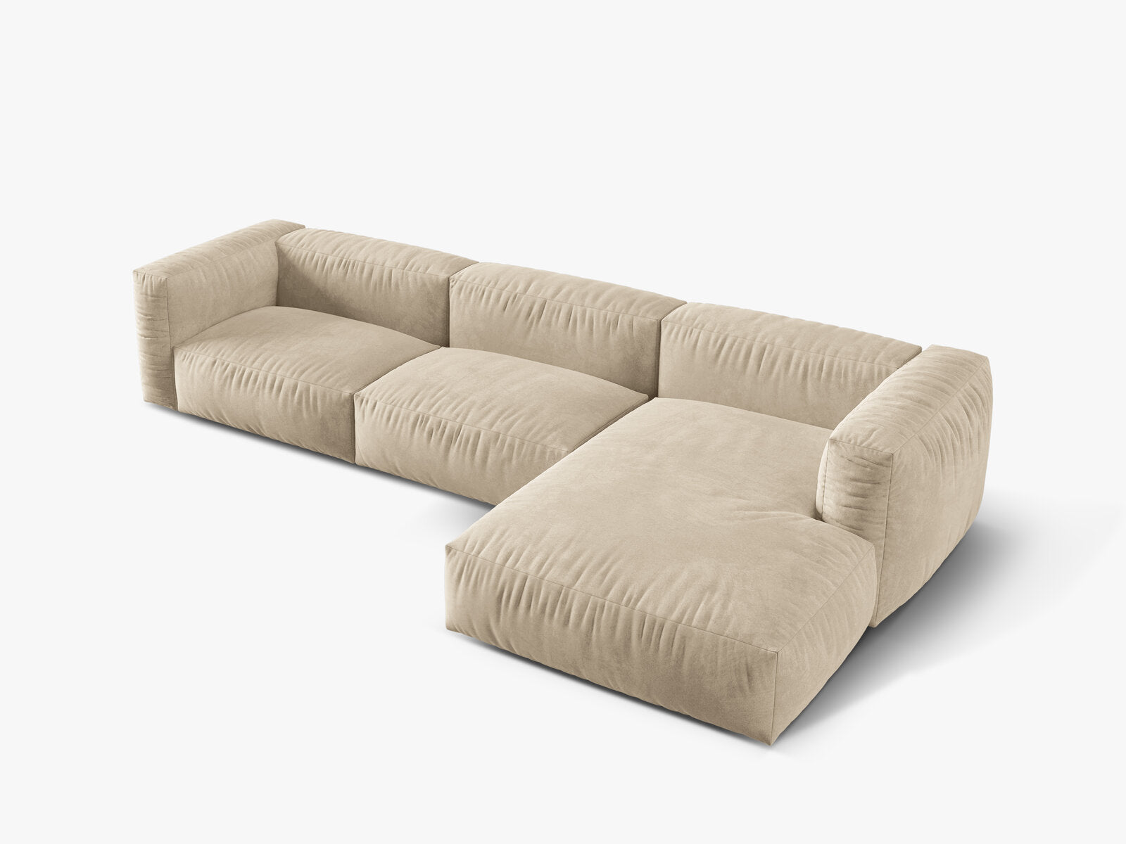 Micadoni Ecksofa Martina 3-Sitzer Rechts Samt Vogue Helles Beige