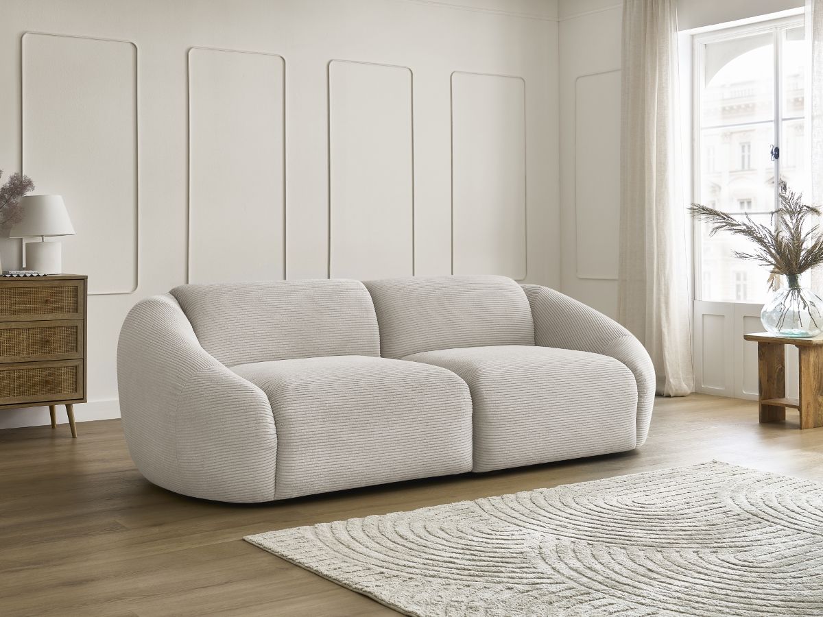 Bobochic Tina Sofa 3-Sitzer Cordsamt Beige