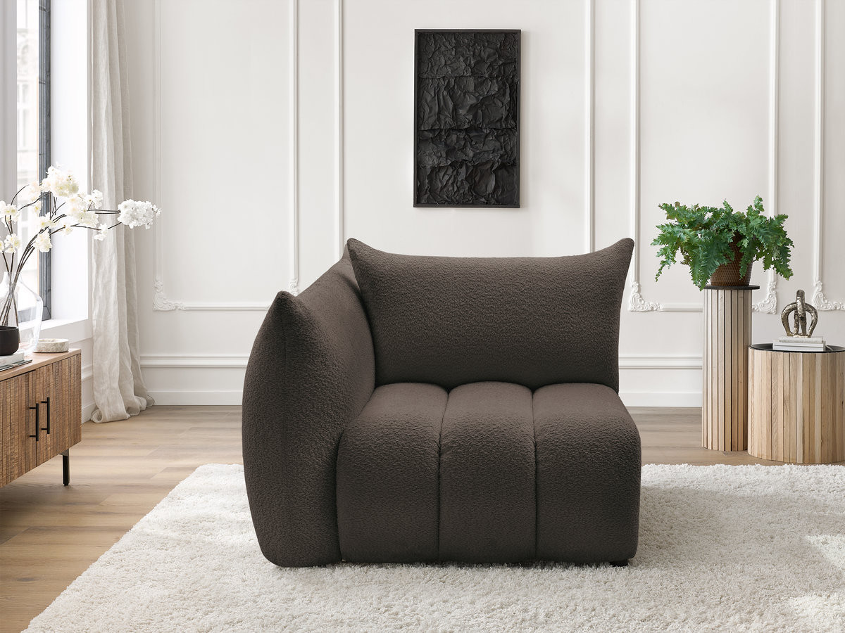 Bobochic Azra Sofamodul 1-Sitzer 117 × 112 cm Bouclé-Stoff Braun Ecke links