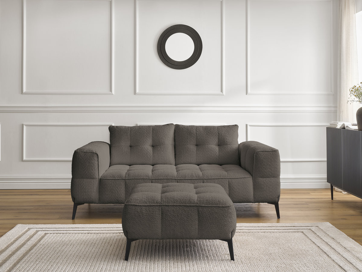 Bobochic Anis Sofa 2-Sitzer mit Pouf Bouclé-Stoff Braun