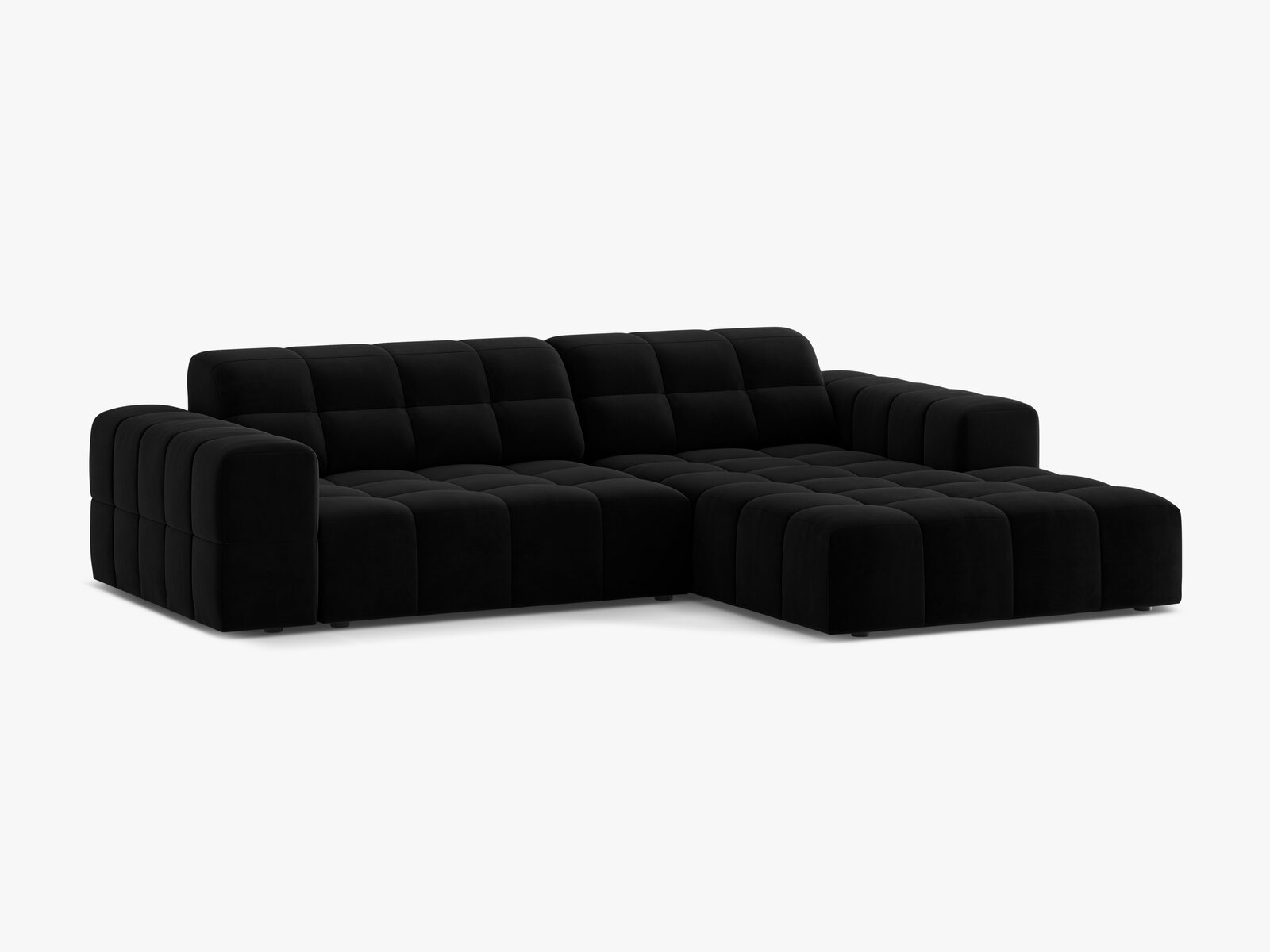 Micadoni Jennifer Ecksofa 4-Sitzer Rechts Samt Bluvel Schwarz