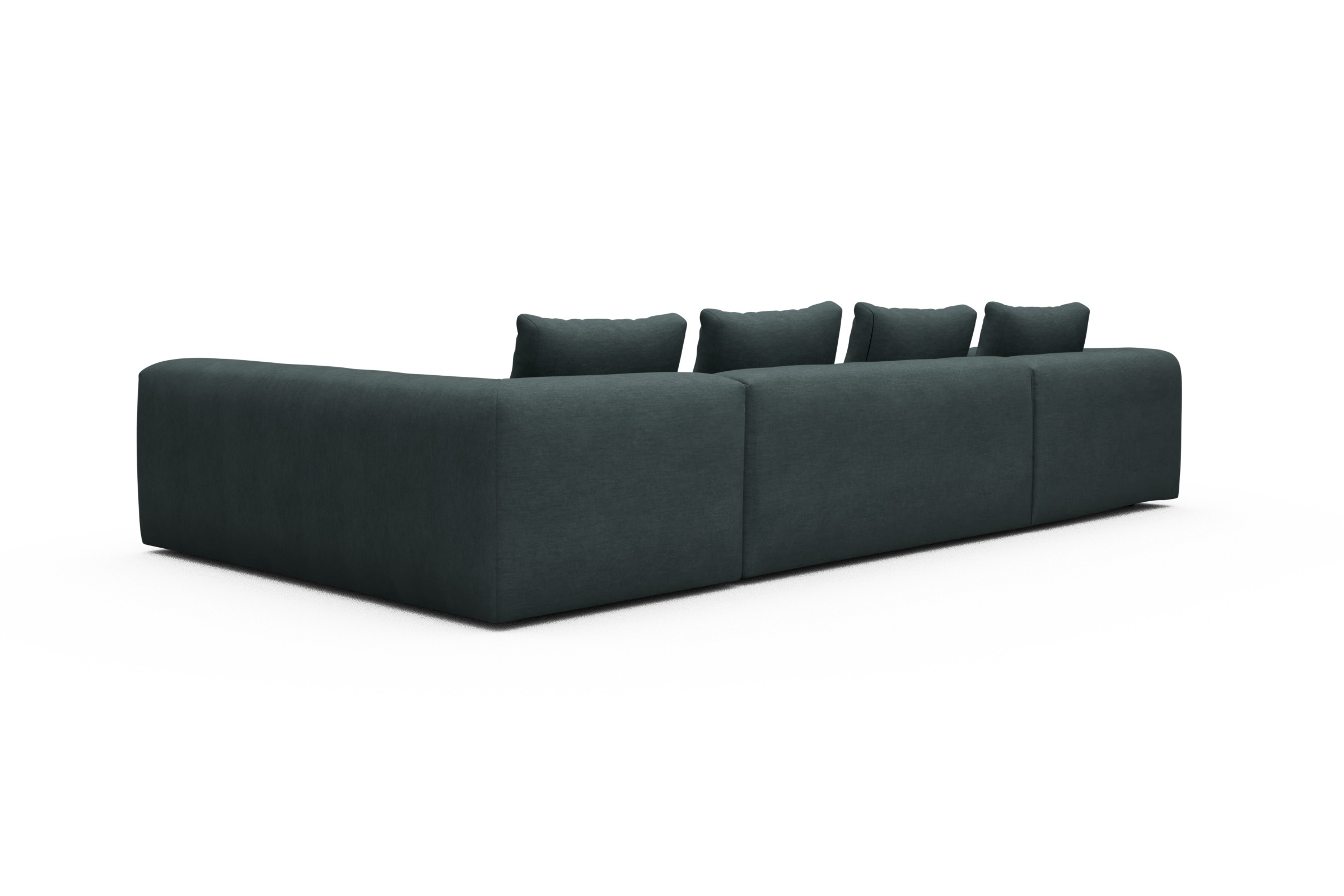 Wohnlandschaft Fred Chaiselongue links mit 2-Sitzer und lange Armlehne rechts Vivus-Blue