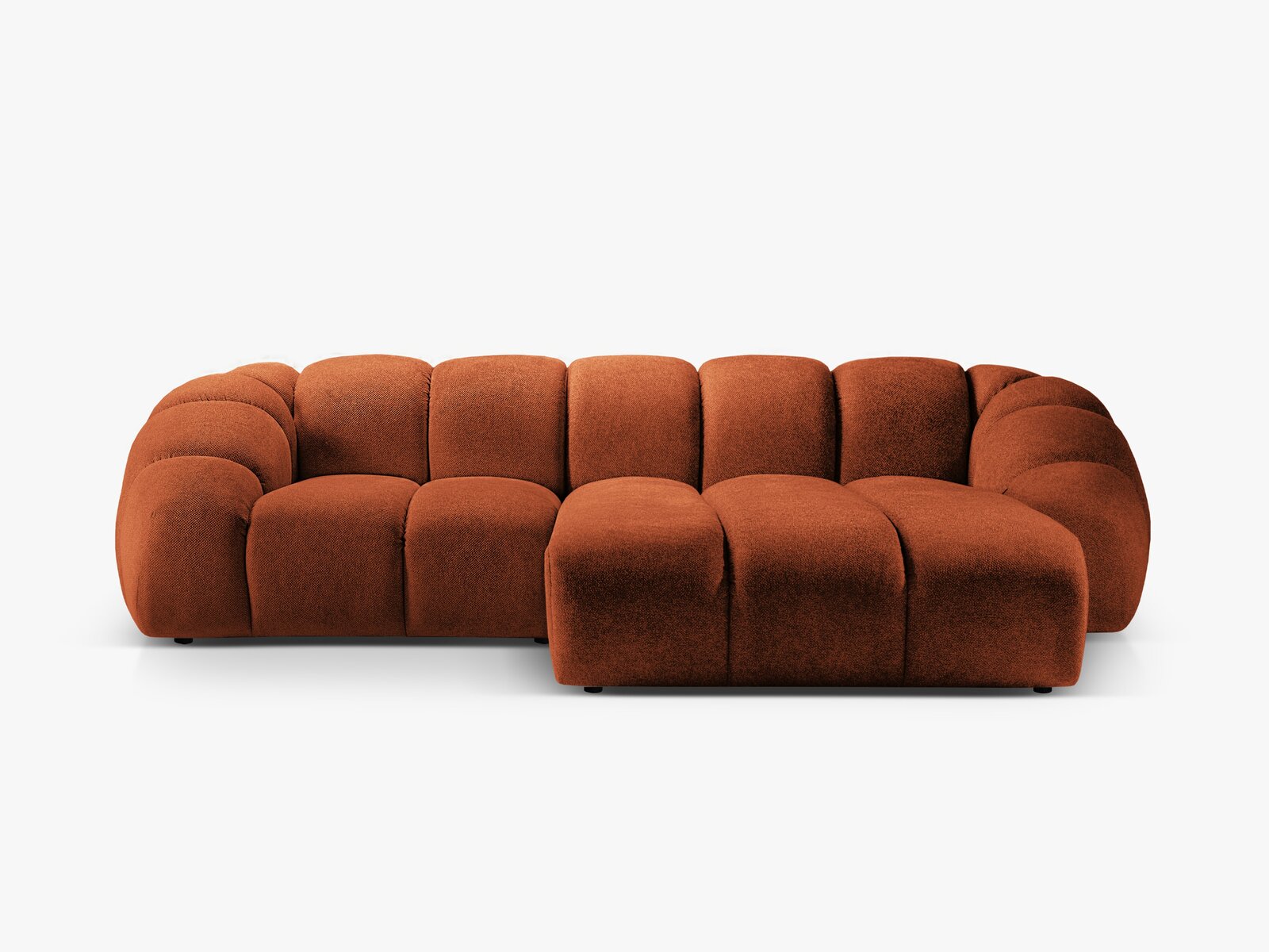Micadoni Ecksofa Diana 3-Sitzer Rechts Strukturierter Samt Bubble Terrakotta