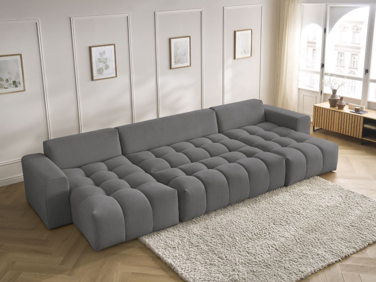 Bobochic Mont-blanc Wohnlandschaft mit Pouf Melange-Stoff Dunkelgrau