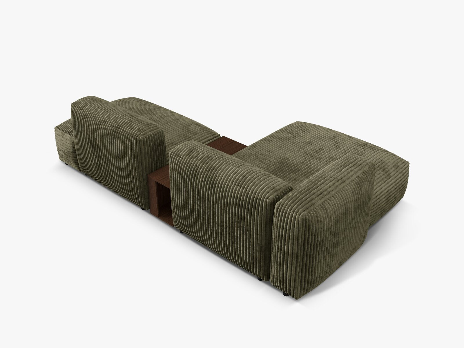 Micadoni Ecksofa Martina 2-Sitzer mit Couchtisch Links Kord Moßgrün