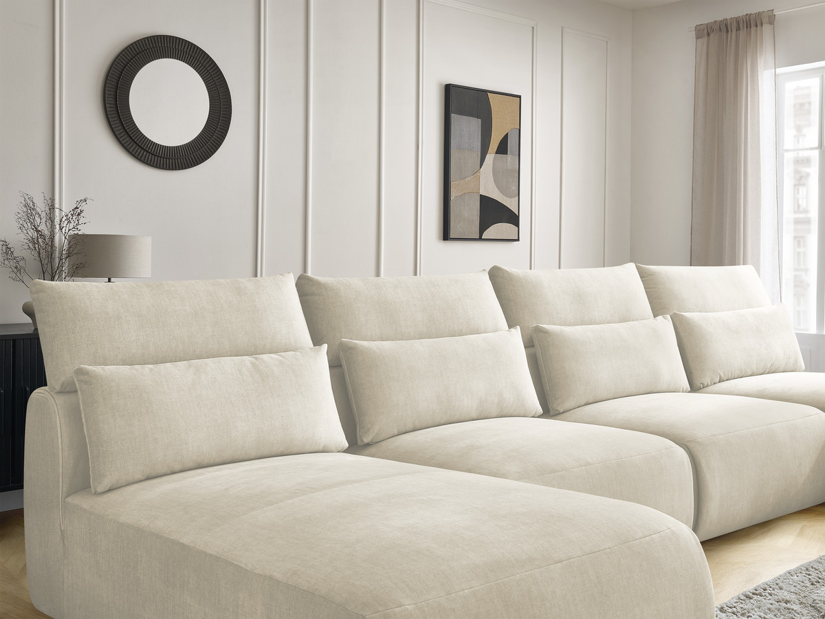Bobochic Jana Wohnlandschaft mit großem Pouf Samt Beige