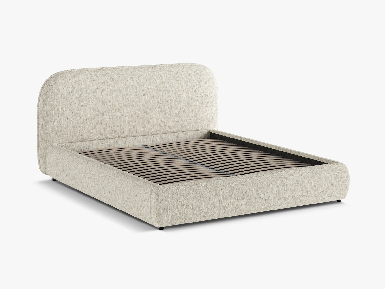 Micadoni Murada Bett mit Bettkasten und Kopfteil Chenille Tracy Grau Beige Melange 140x200