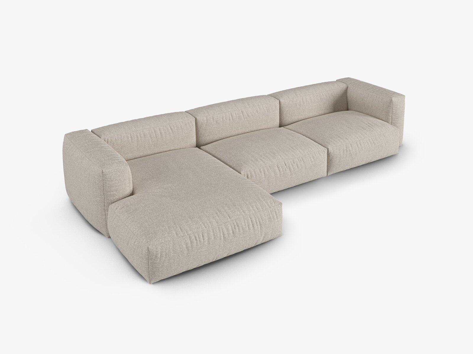Micadoni Ecksofa Martina 3-Sitzer 90cm Sitztiefe Links Boucle Monet Beige