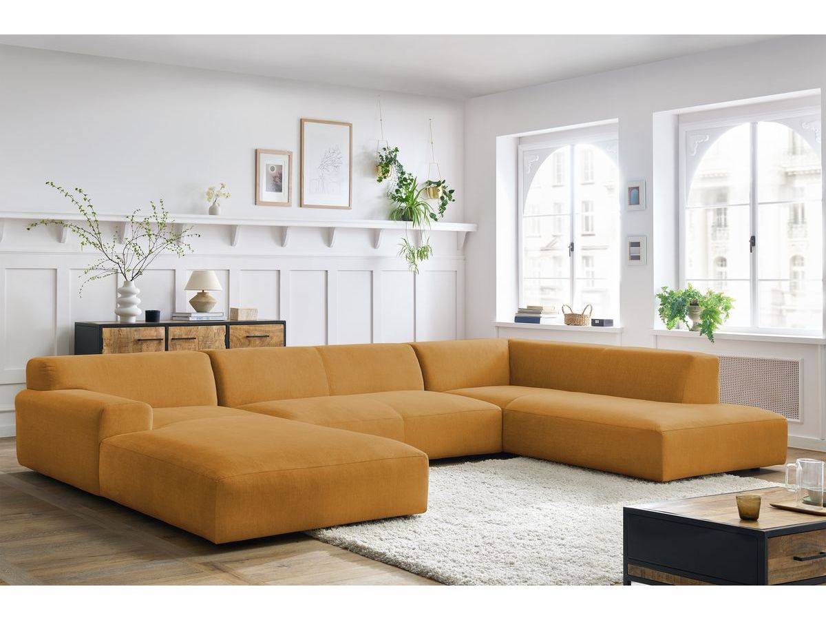 Bobochic Lavena Wohnlandschaft 399 × 220 cm Samt Gelb Ecke links