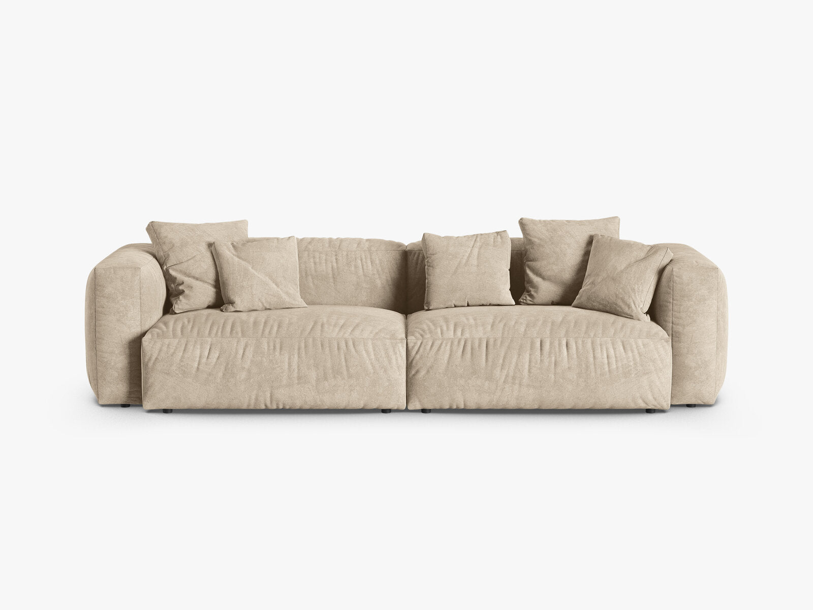 Micadoni Sofa Martina 4-Sitzer 90cm Sitztiefe Samt Vogue Helles Beige