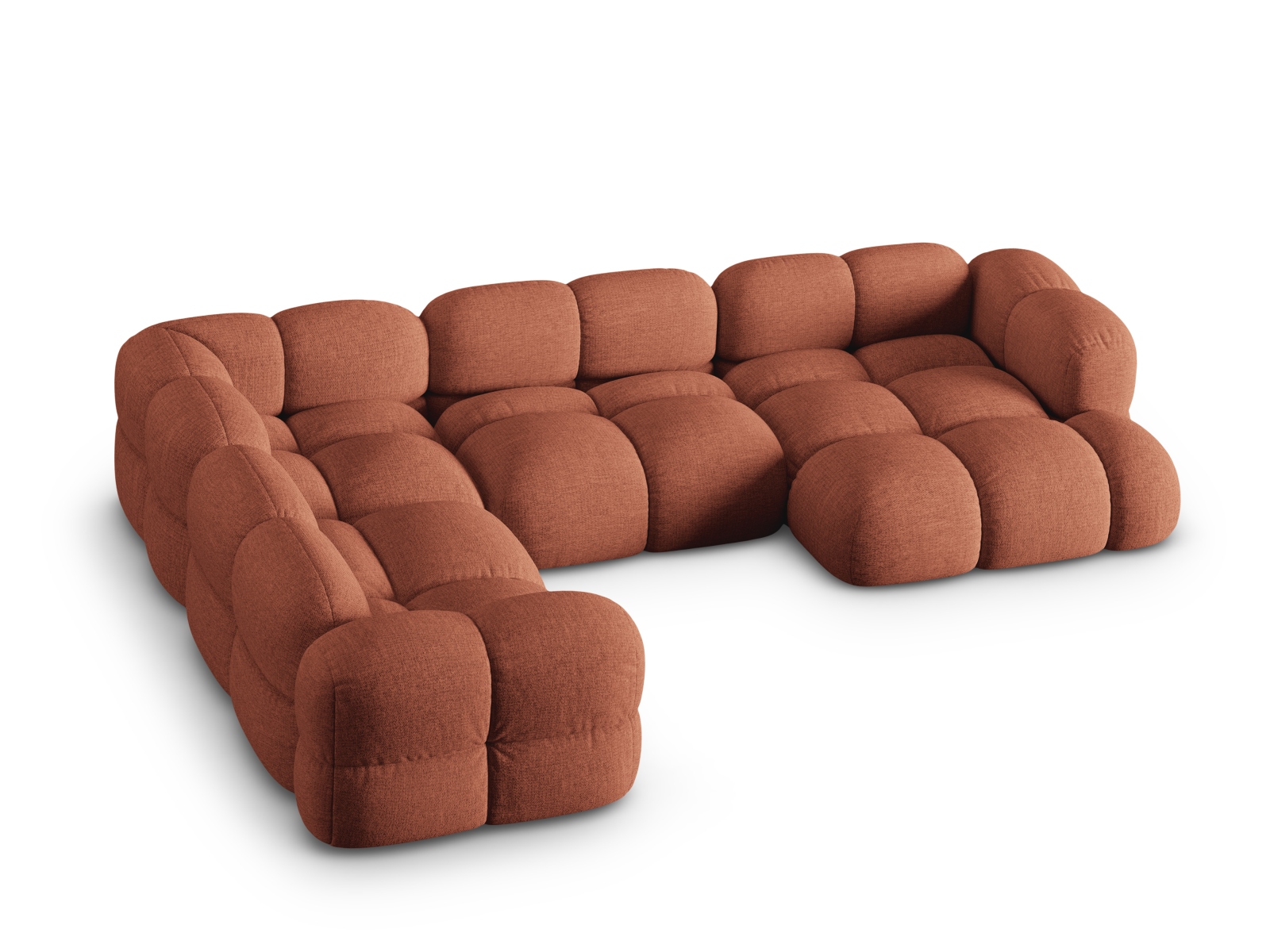Cosmopolitan Design Panoramasofa Loretto 5-Sitzer Strukturierter Stoff Sorella Koralle Links
