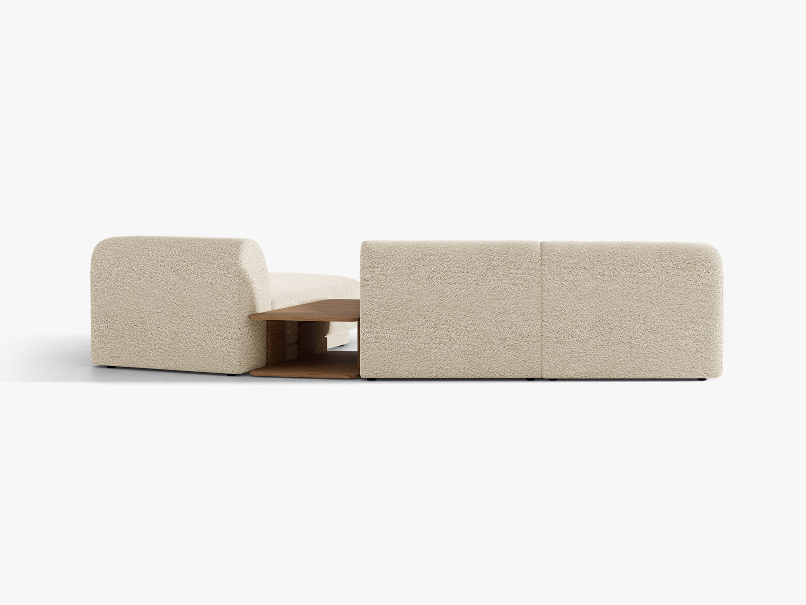 Micadoni Modulares Sofa Miley mit Recamiere 3-Sitzer Rechts Boucle Baloo Beige