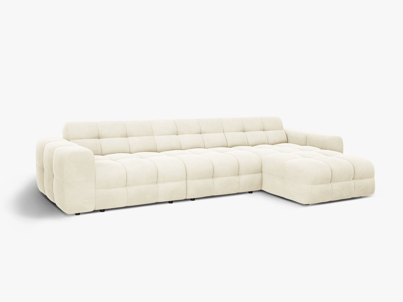 Micadoni Ecksofa Kendal 5-Sitzer Rechts Samt Elfenbein
