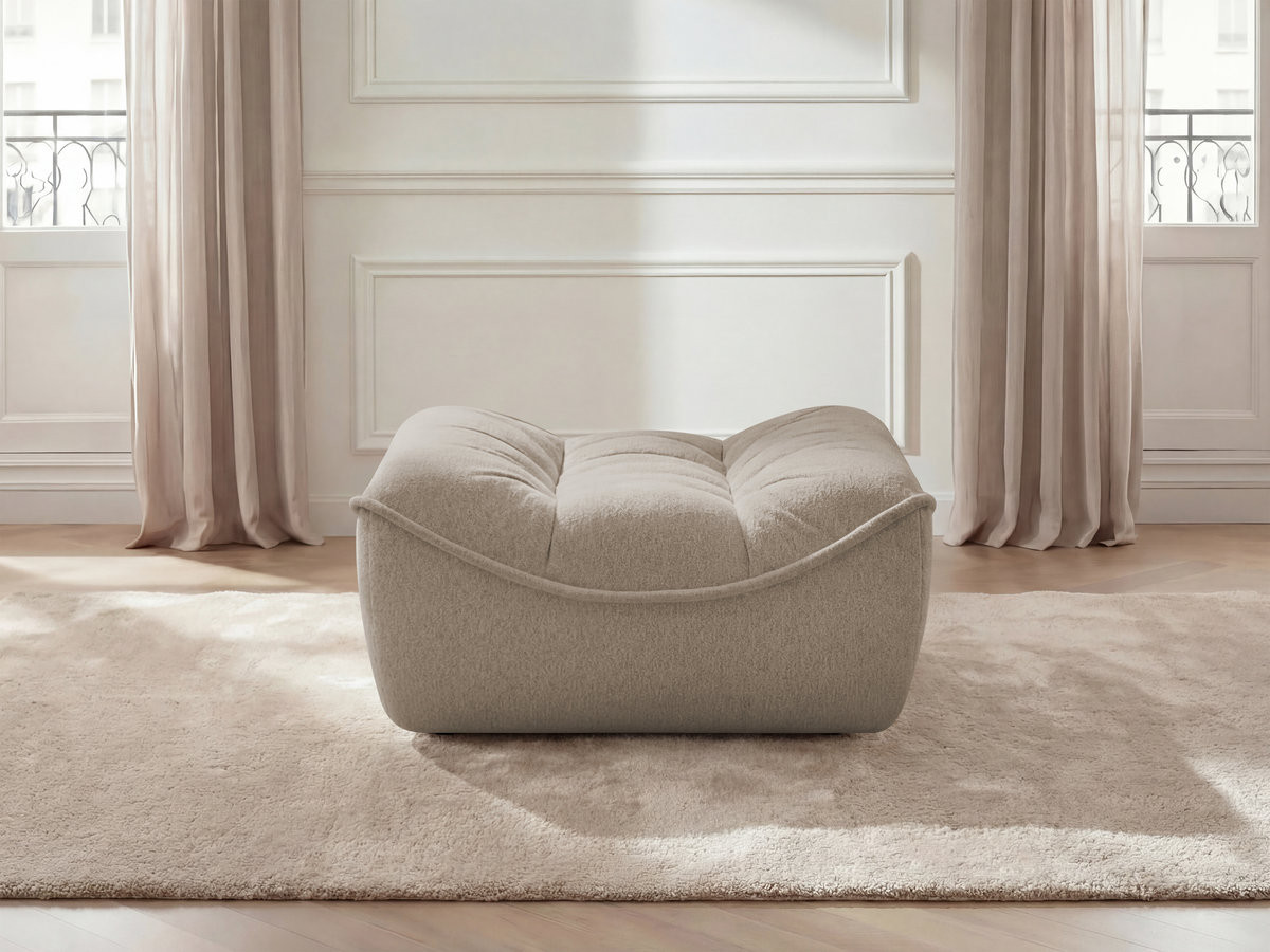 Bobochic Serena Pouf Melange-Stoff Taupe