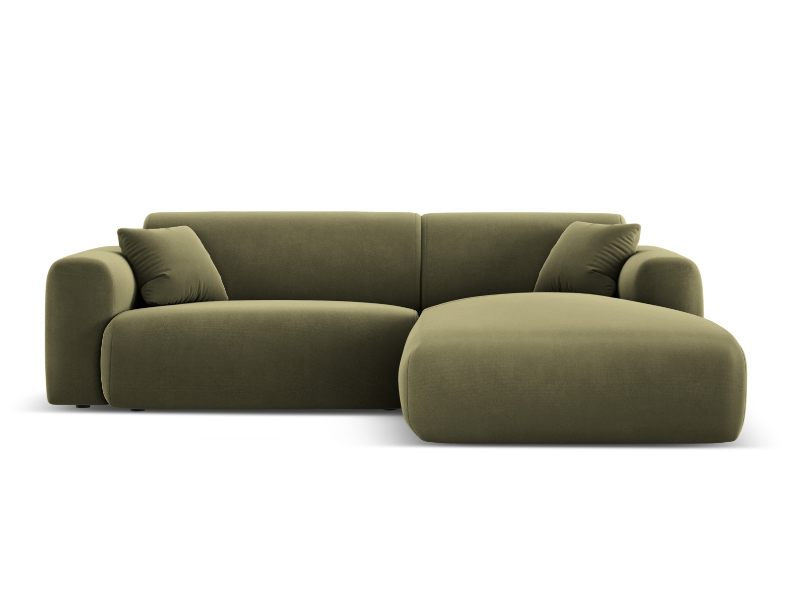 Cosmopolitan Design Ecksofa Nolio 4-Sitzer kleine Version Samt Casino Hellgrün Rechts