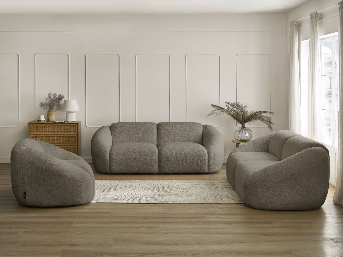 Bobochic Tina Sofa 6-Sitzer Bouclé-Stoff Taupe