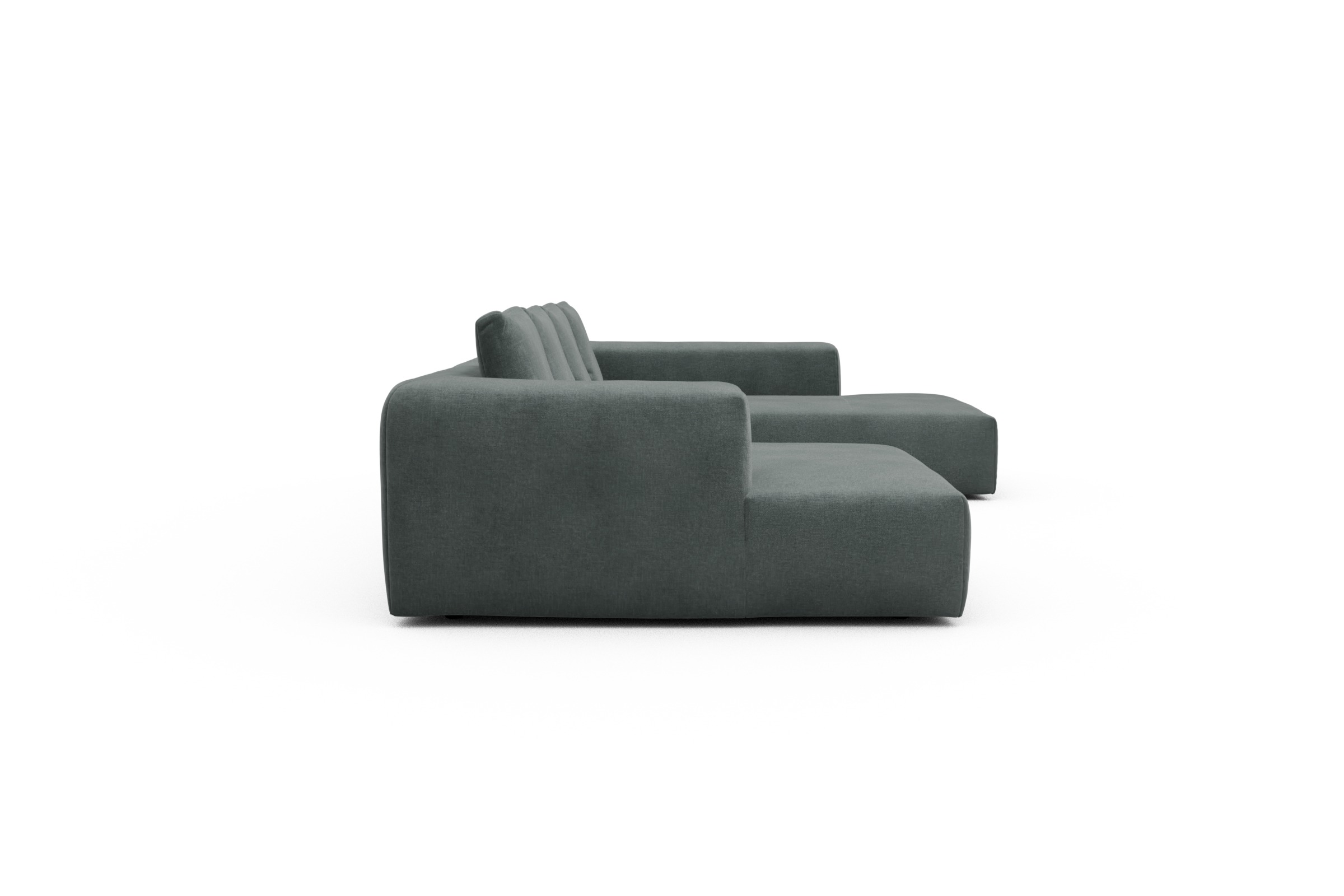 Wohnlandschaft Fred Relax-Ecke rechts mit 2-Sitzer und Chaiselongue links Smooth-Silver-Grey