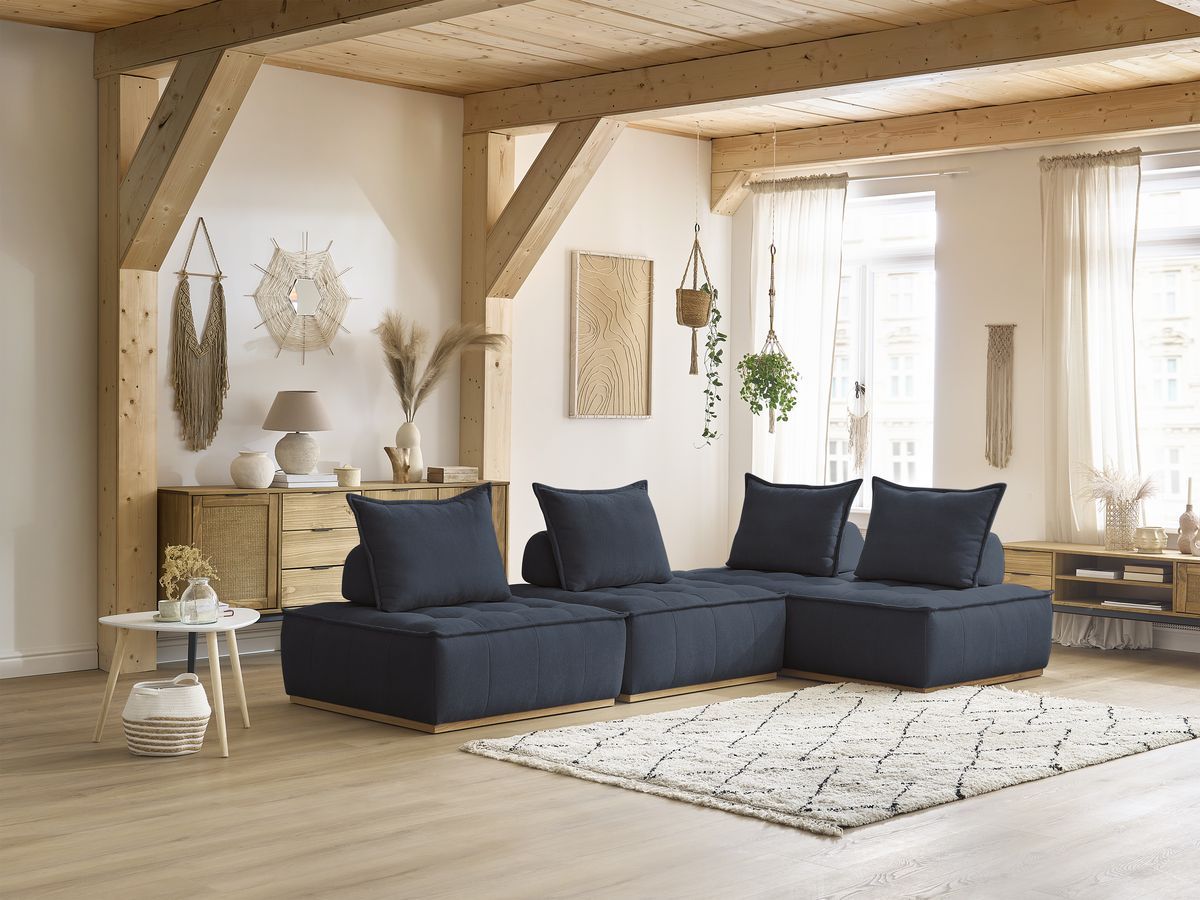 Bobochic Elisa Ecksofa Strukturstoff Dunkelblau
