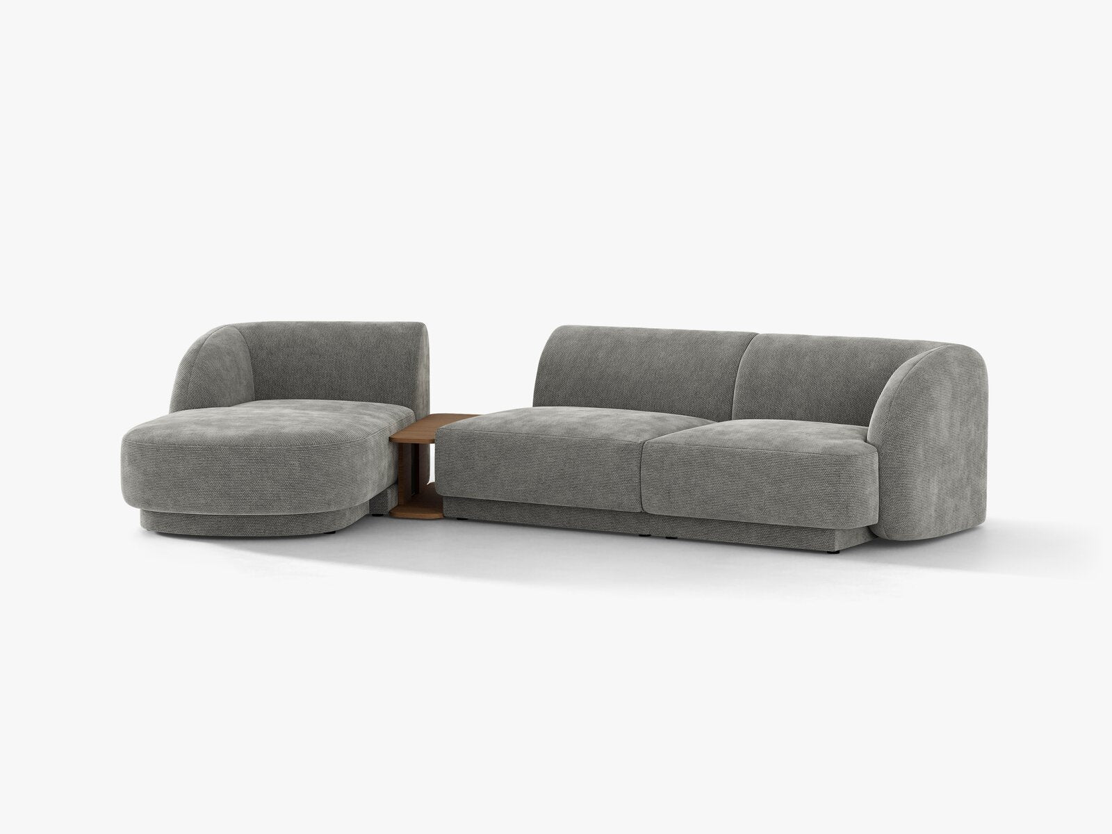 Micadoni Modulares Sofa Miley mit Recamiere 3-Sitzer Links Chenille Eden Hellgrau