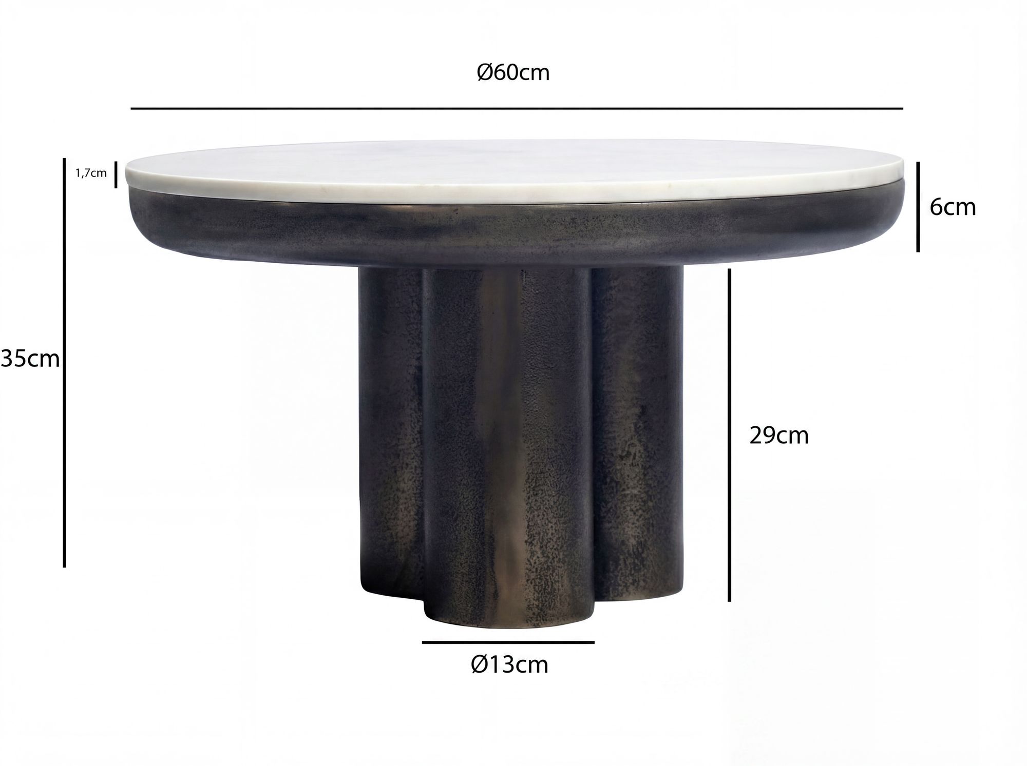 Couchtisch Stamsund Marmor Schwarz Ø 60 × H 35 cm