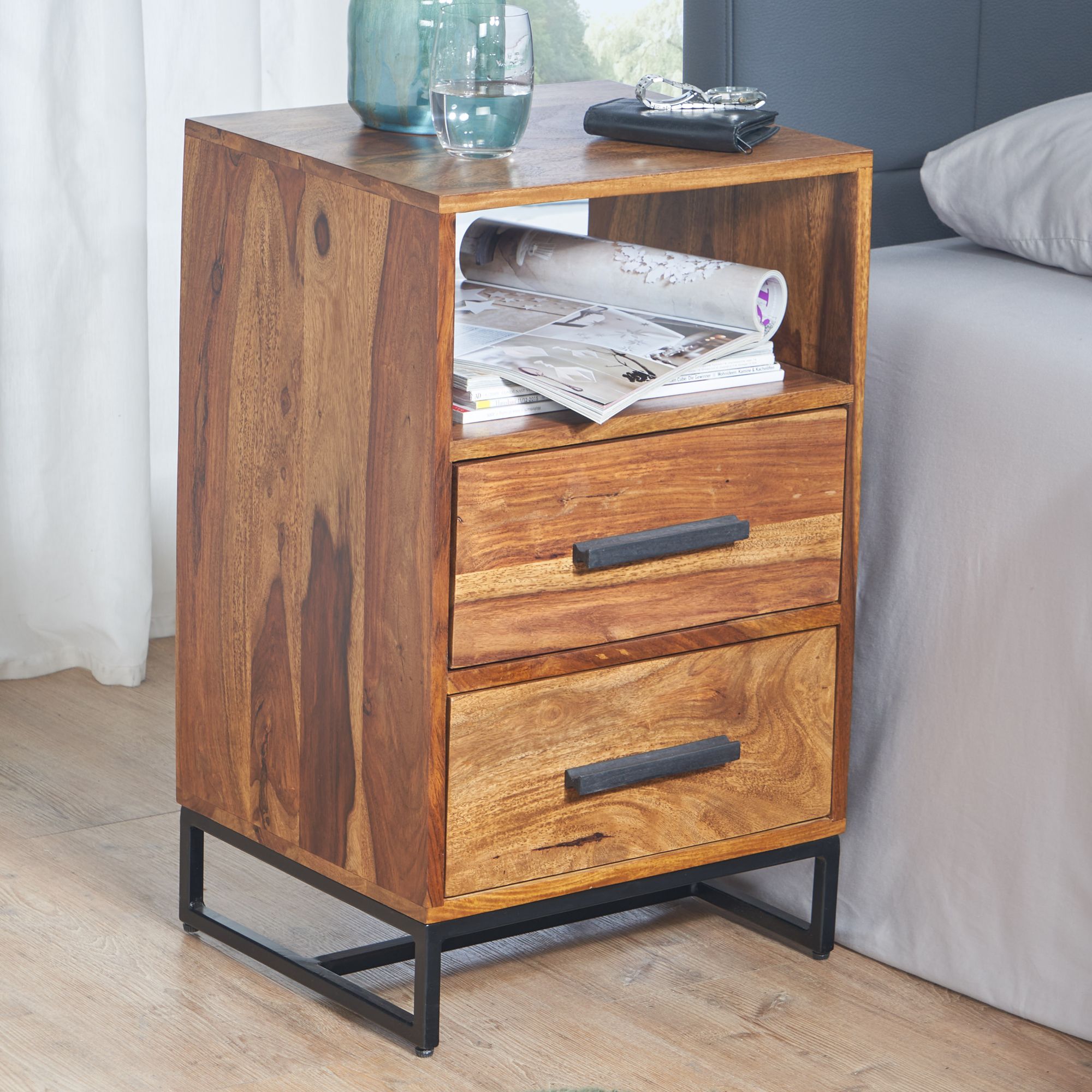 Nachttisch Aurskog Massivholz Dunkelbraun 40 × 35 × 66 cm