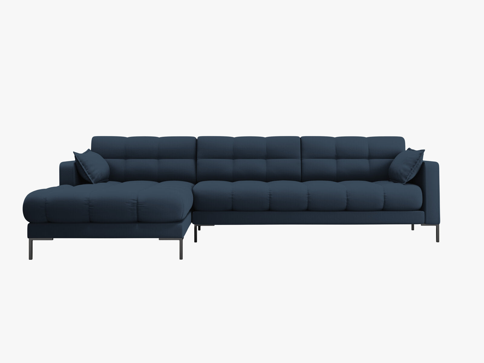 Micadoni Ecksofa Mamaia 5-Sitzer Links Strukturierter Stoff Neve Blau schwarze Beine