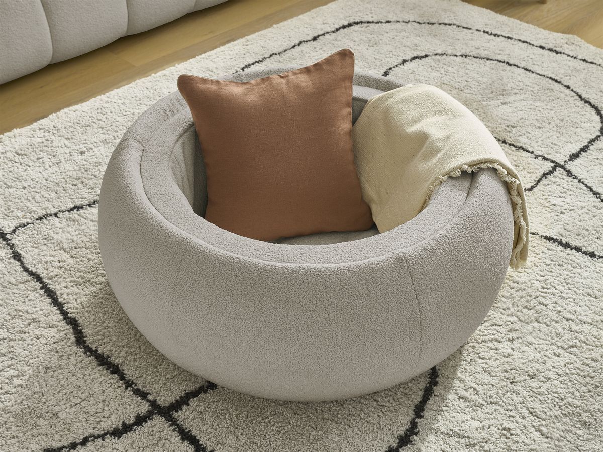 Bobochic Hayden Sofa 3-Sitzer mit Pouf 256 × 107 cm Bouclé-Stoff Taupe