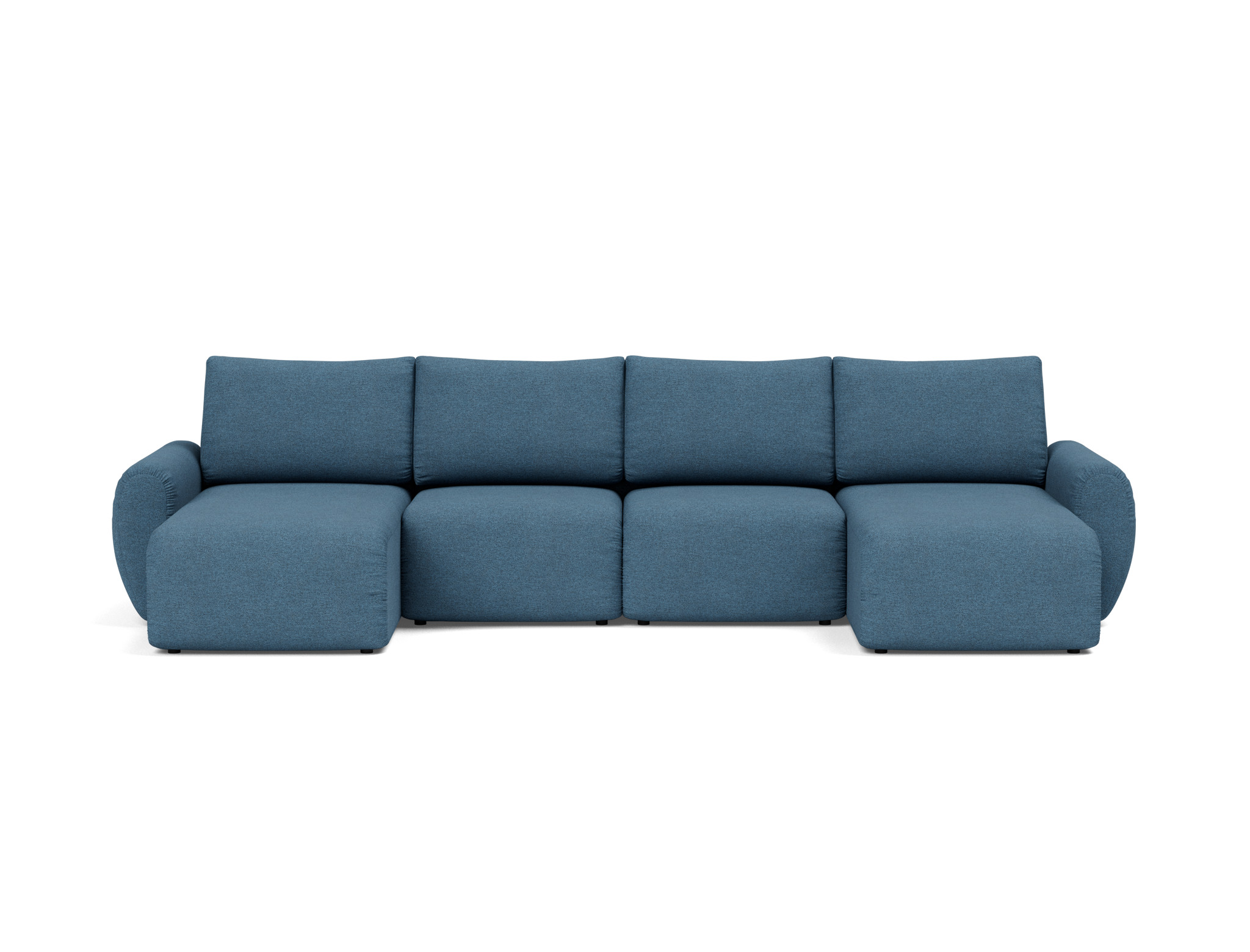 Schlafsofa Norum U-Form mit Curve-Armlehnen Strukturierter Stoff Weda 302-Weda-Blue