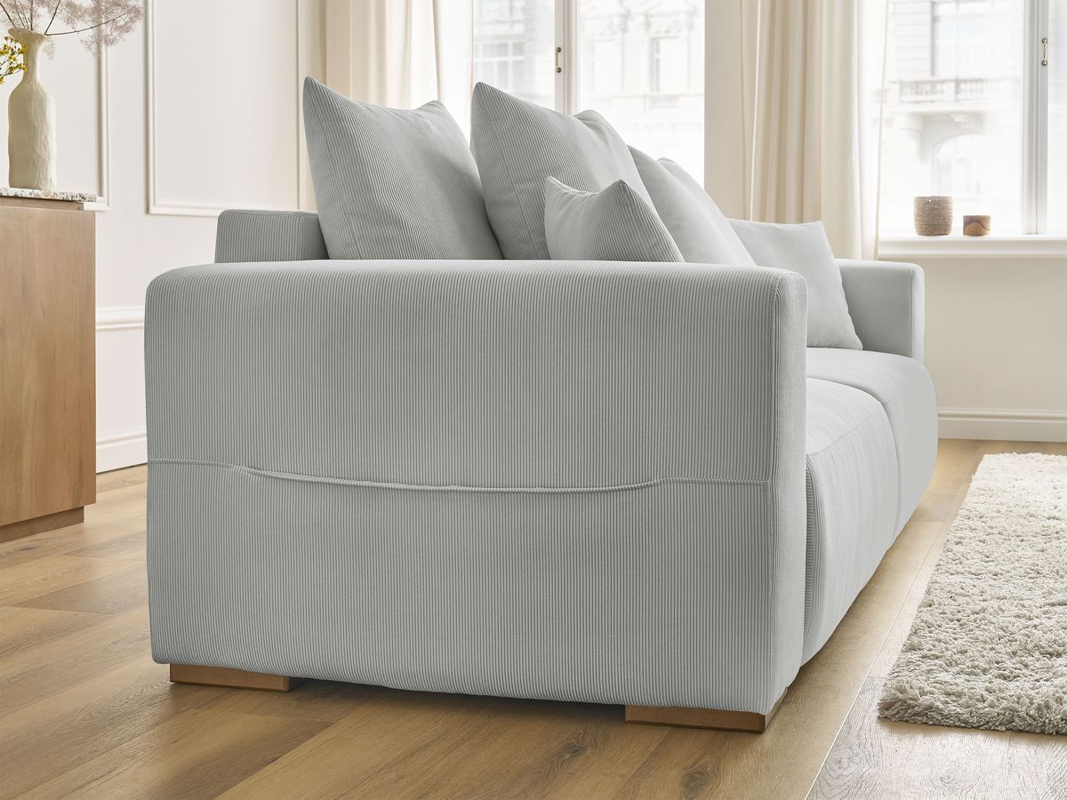 Bobochic Sidonie Schlafsofa 3-Sitzer mit Bettkasten Cordsamt Hellgrau