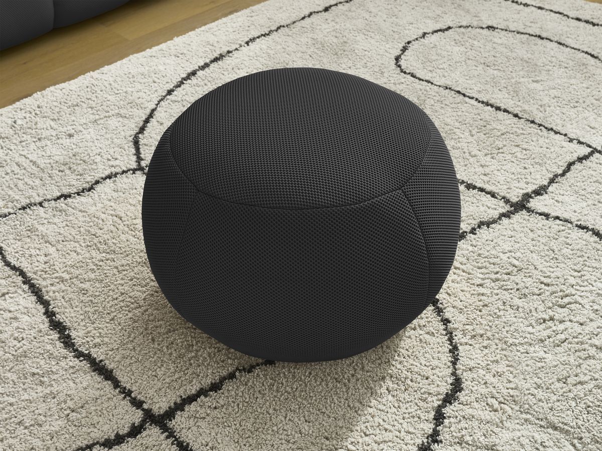 Bobochic Hayden Sofa 3-Sitzer mit Pouf 226 × 107 cm Mesh-Stoff Schwarz