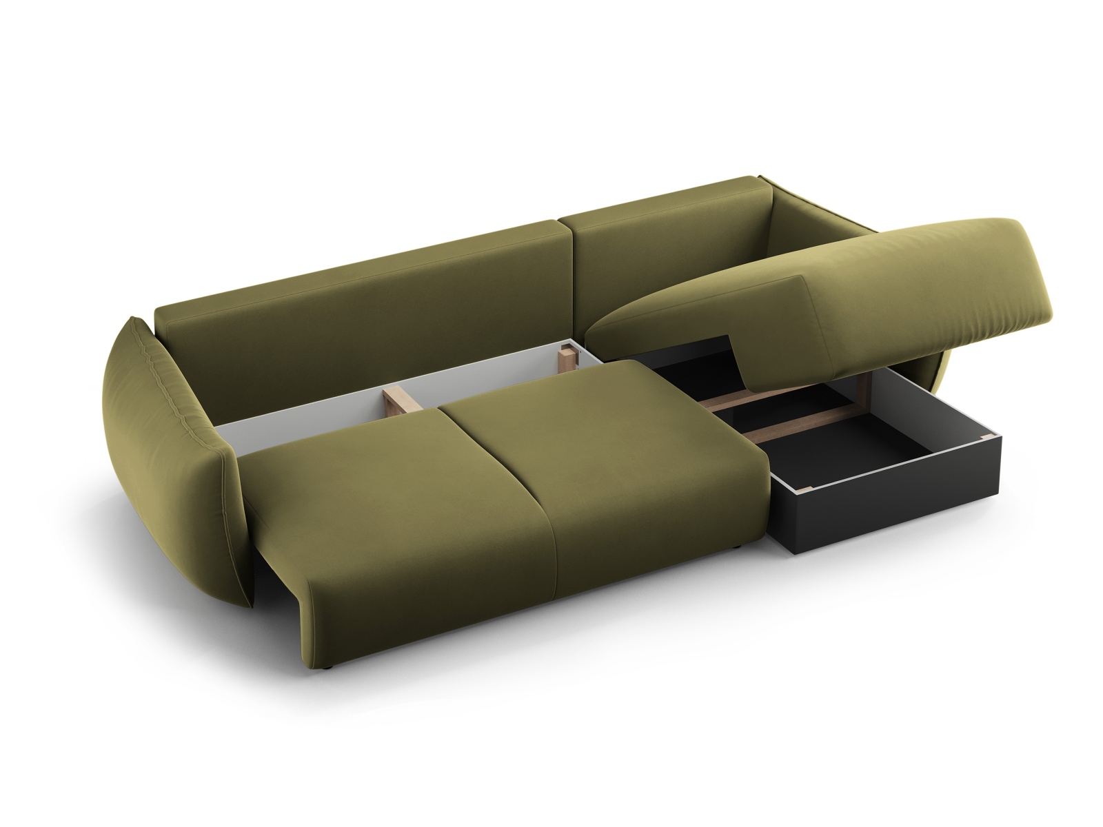 Cosmopolitan Design Ecksofa Matera 4-Sitzer mit Schlaffunktion Samt Salvador Grün Links