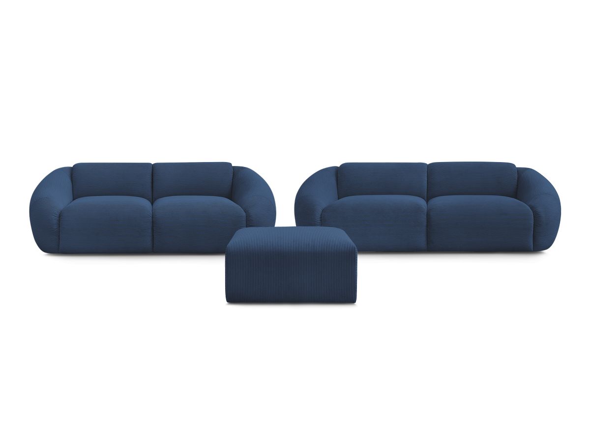Bobochic Tina Sofa 7-Sitzer mit Pouf Cordsamt Dunkelblau