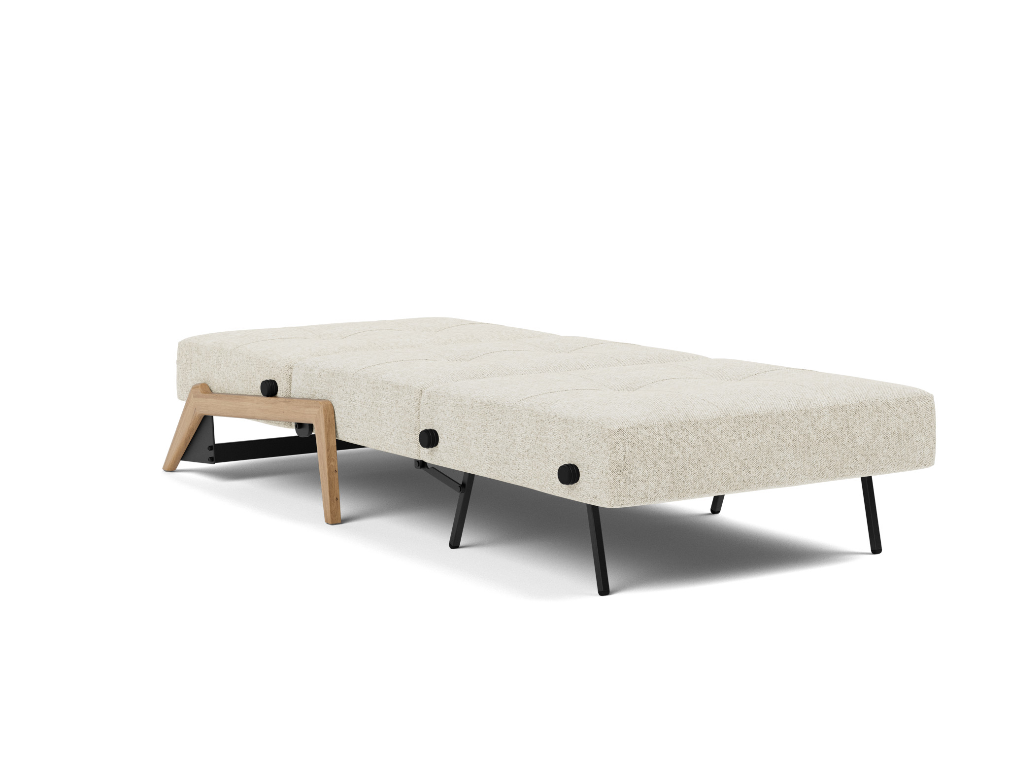 Schlafsessel Cubed 90 Strukturierter Stoff Taura 357-Off-White Beine Eiche