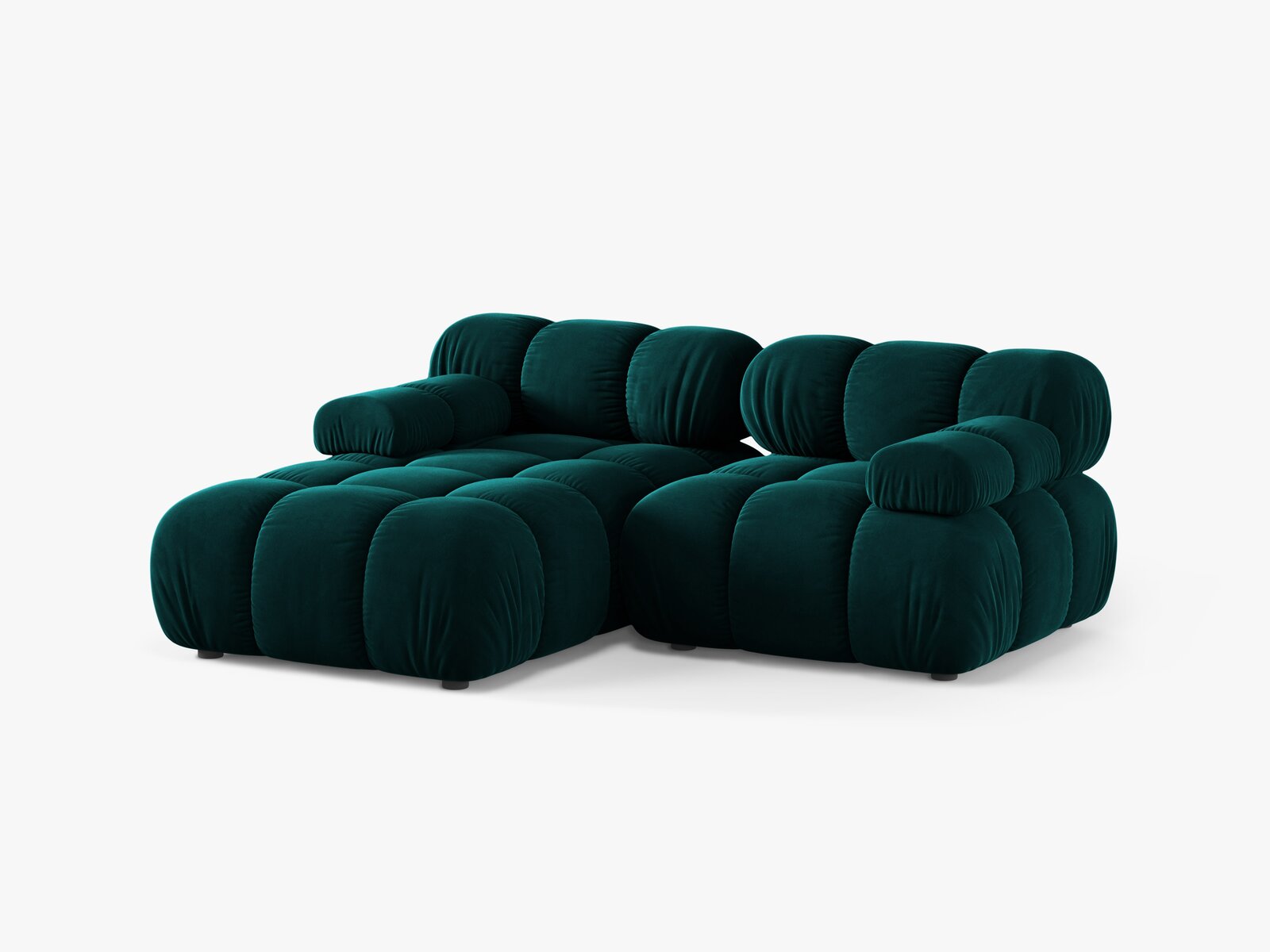 Micadoni Modulares Ecksofa Bellis 3-Sitzer Links Samt Venus Dunkel Petrol