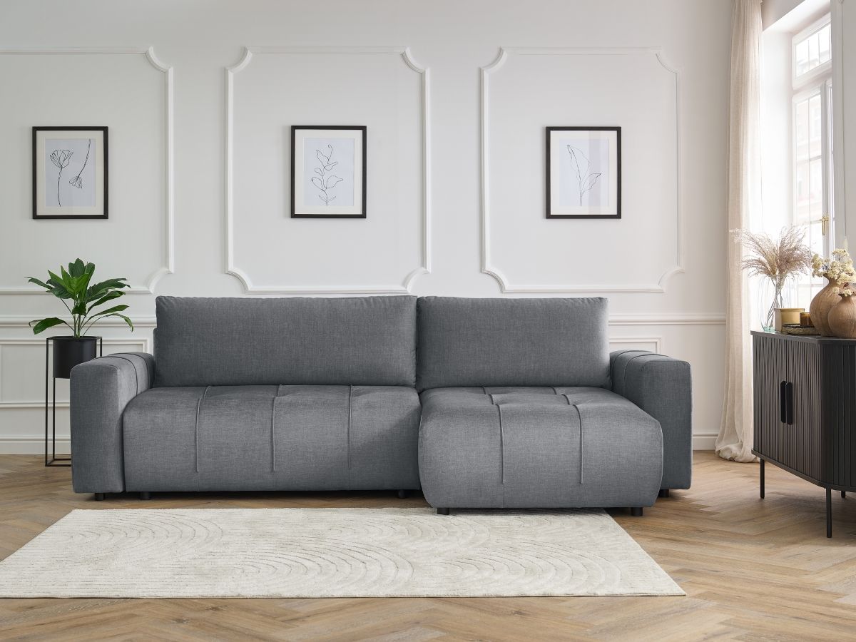 Bobochic Arsene Ecksofa mit Schlaffunktion und Bettkasten 288 × 148 cm Samt Dunkelgrau