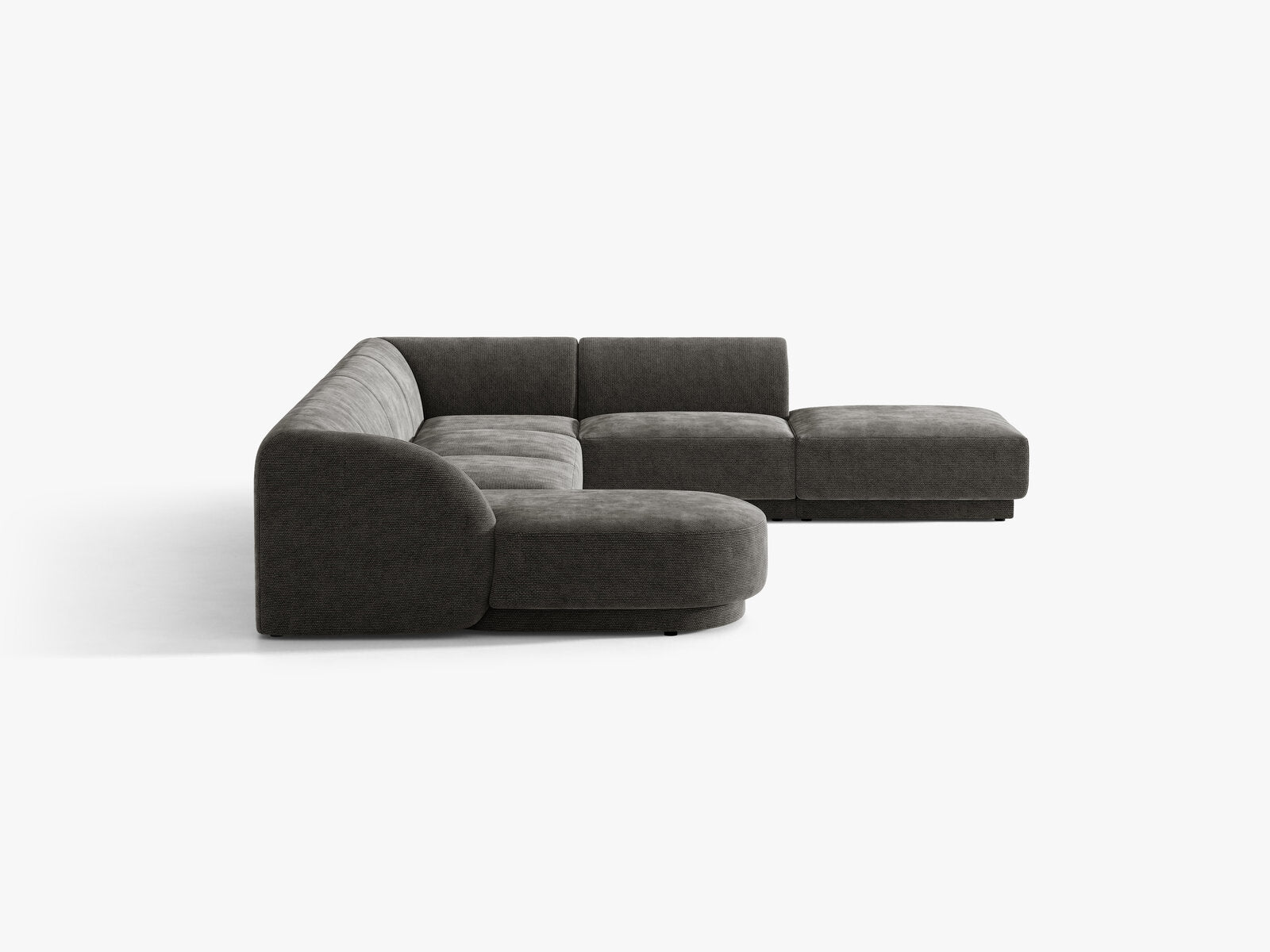 Micadoni Panorama-Ecksofa Miley 6-Sitzer Rechts Chenille Haga Grau