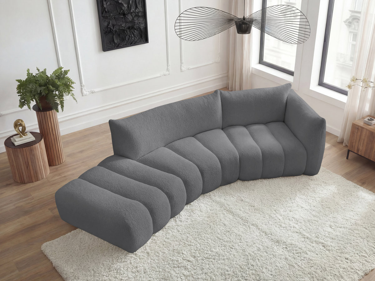 Bobochic Azra Ecksofa 325 × 112 cm Bouclé-Stoff Dunkelgrau Ecke rechts